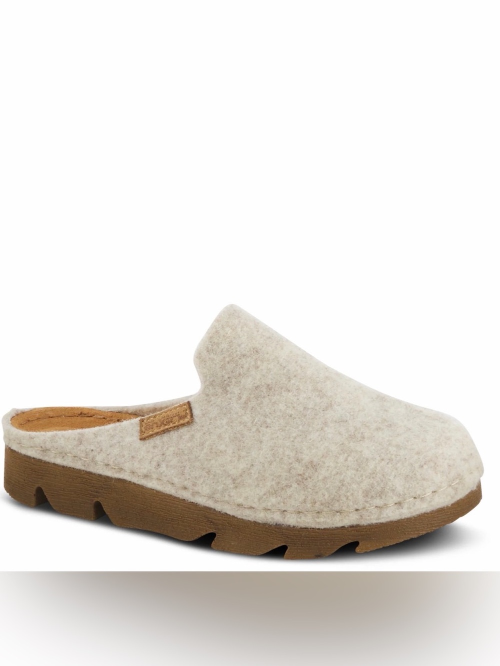 Bohemian Slip-On Clog in Cream with Brown Sole by Flexus